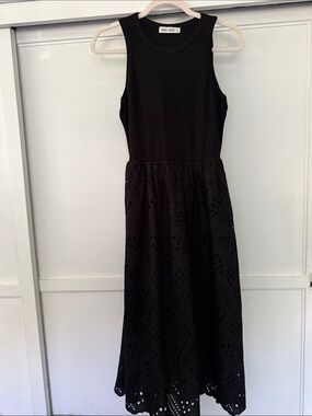 Grace Karin Black Sleeveless Midi Dress with Eyelet Skirt